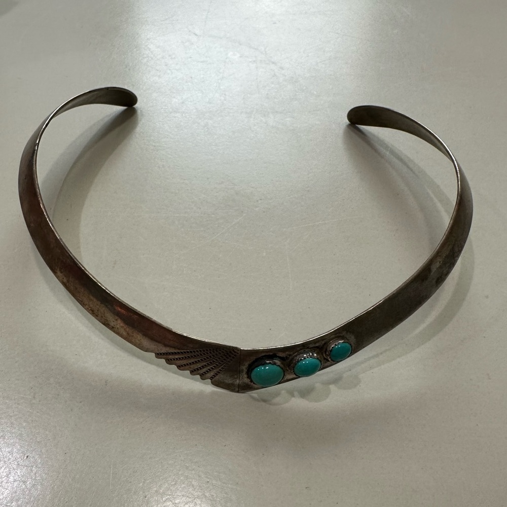 Native American Silver Turquoise Women's Choker Necklace